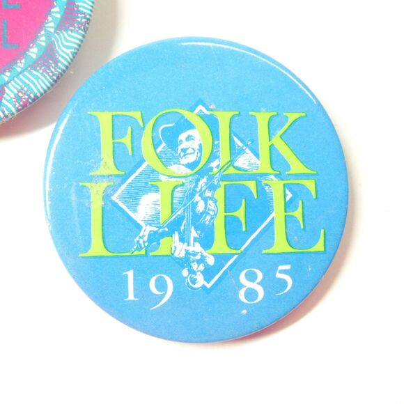 Northwest Folklife Festival Pinback Buttons 1985 1988 Vintage Pin Lot - Picture 2 of 6